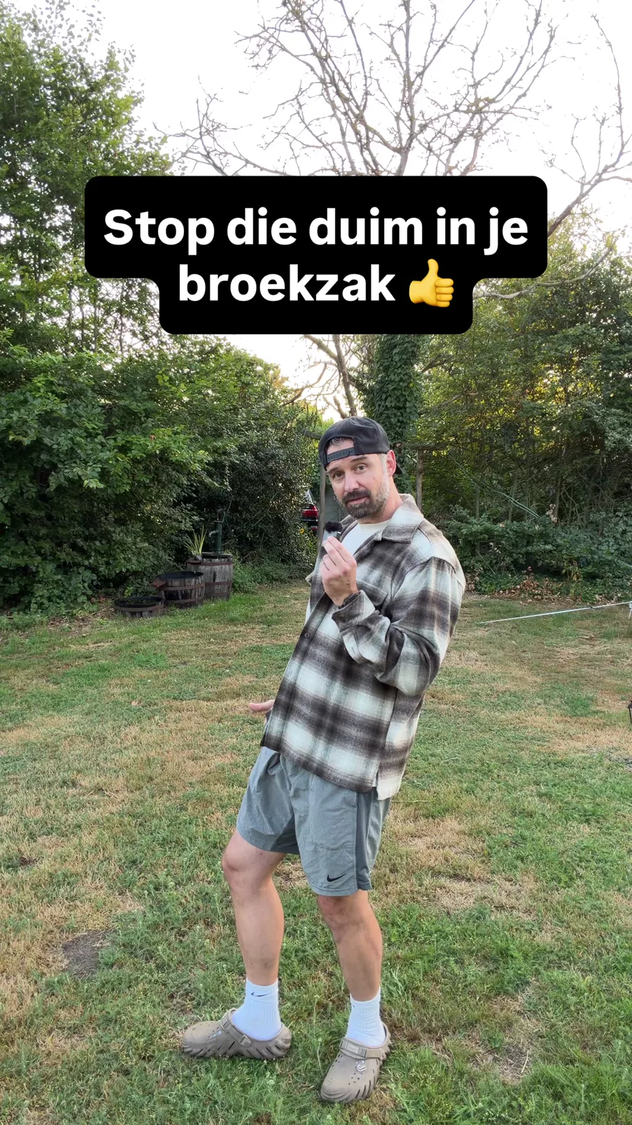 Beginscherm van Roys Reel met de tekst Stop die duim in je broekzak