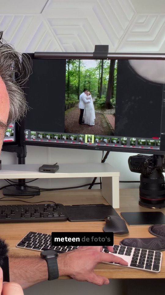 De volgende trouwfoto verschijnt op Roys scherm terwijl hij beelden vergelijkt voor zijn selectie